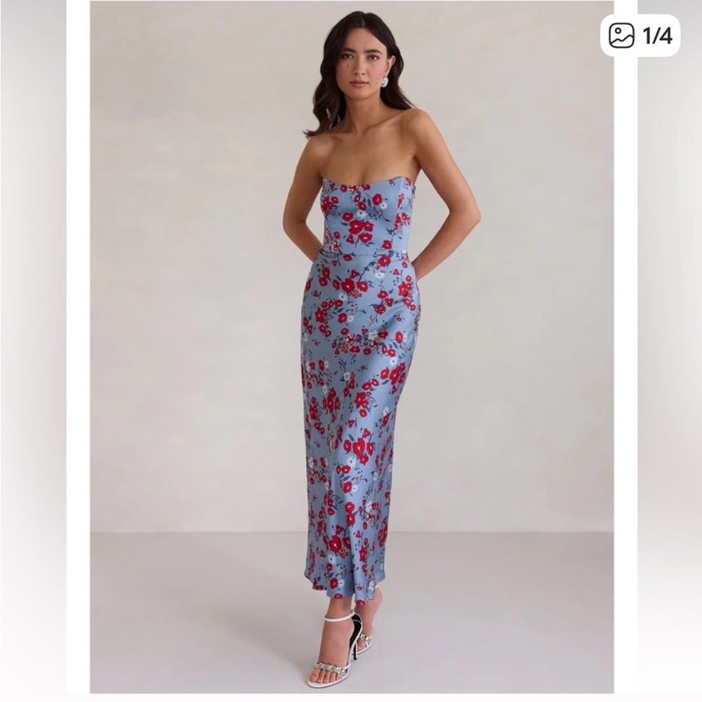 Park & Fifth Strapless Blue Floral Dress